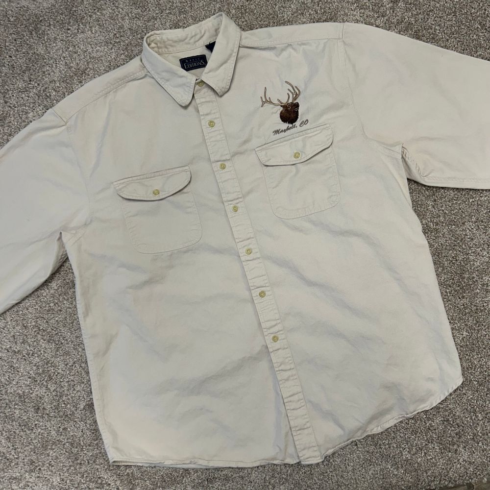 Vintage Maybell, CO Button Front Shirt Basic Editions Men‎ Size XL Cotton (739)